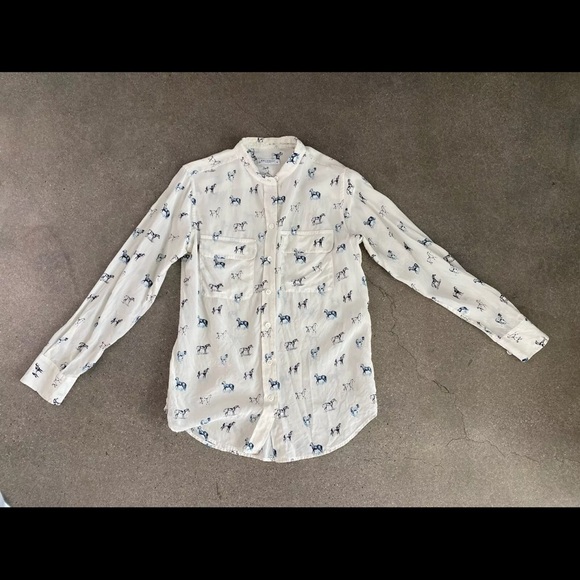 EQUIPMENT HORSE PRINT TUXEDO TOP SIZE M - Picture 4 of 5